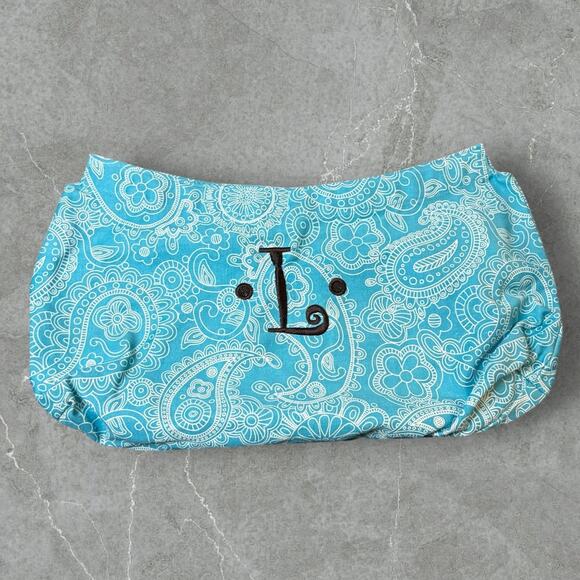 Retired Thirty-One Skirt Purse Cover- Bright Blue Paisley - Picture 1 of 2